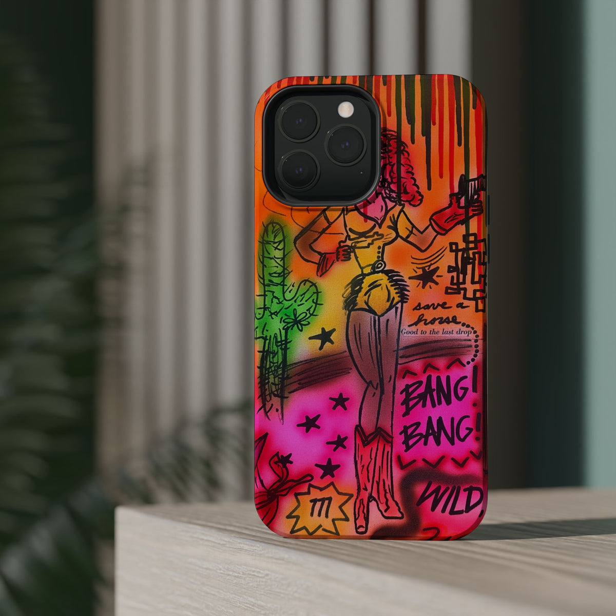 MagSafe "wild, wild west" airbrush iPhone case