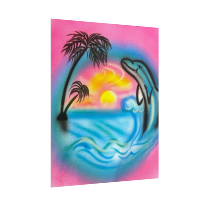 "dolphin love" airbrush rolled print