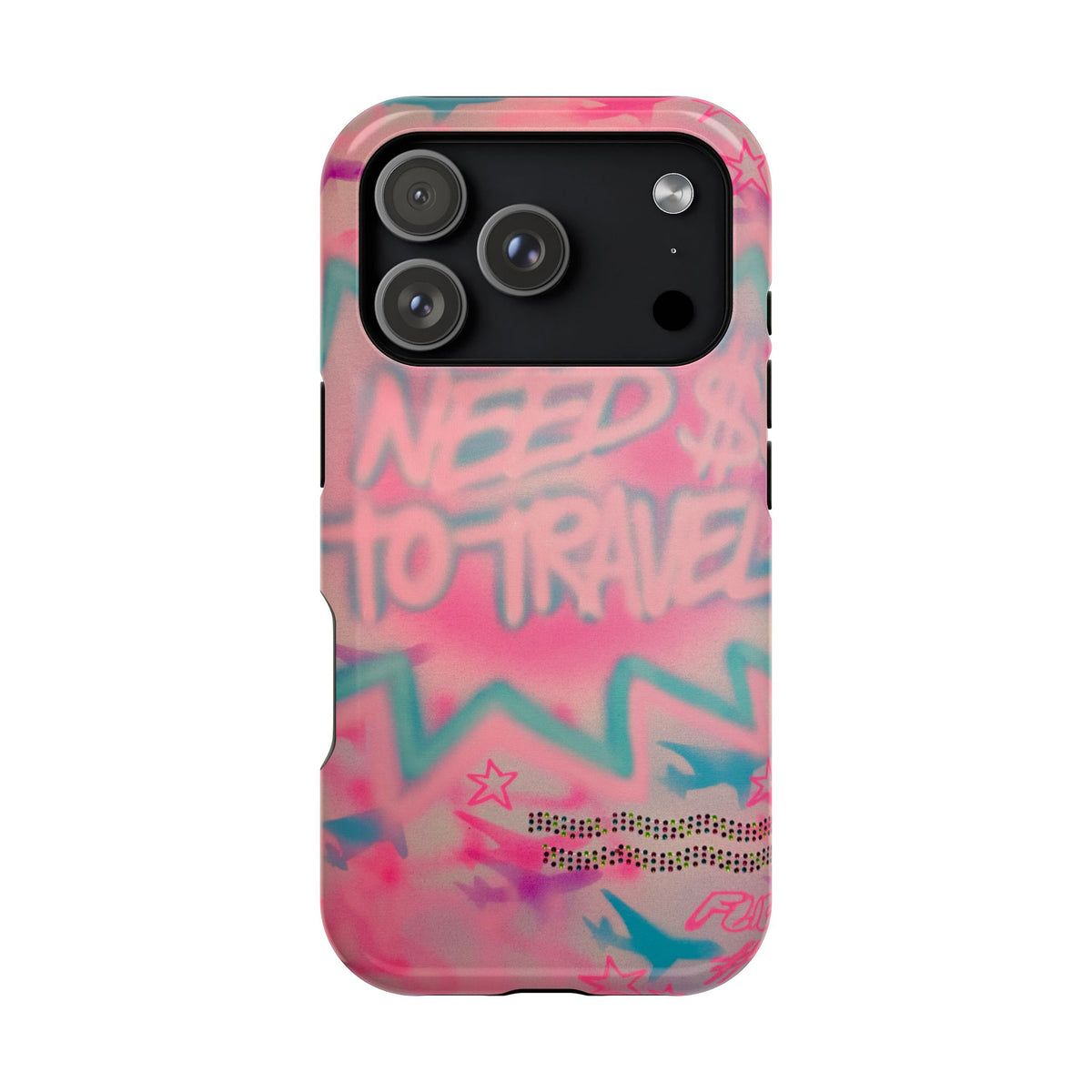 MagSafe "need $$ to travel" airbrush iPhone case