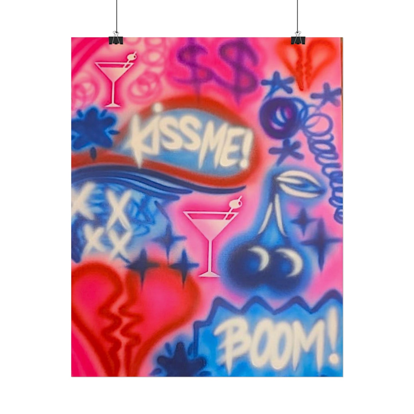 "kiss me pt. 2" airbrush rolled print