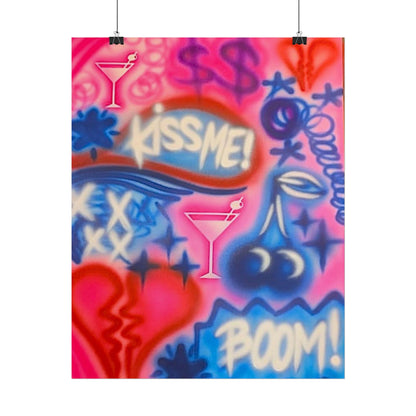 "kiss me pt. 2" airbrush rolled print