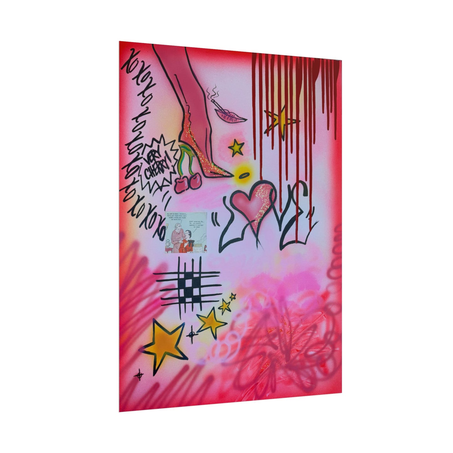 "cherry luvr" airbrush rolled print