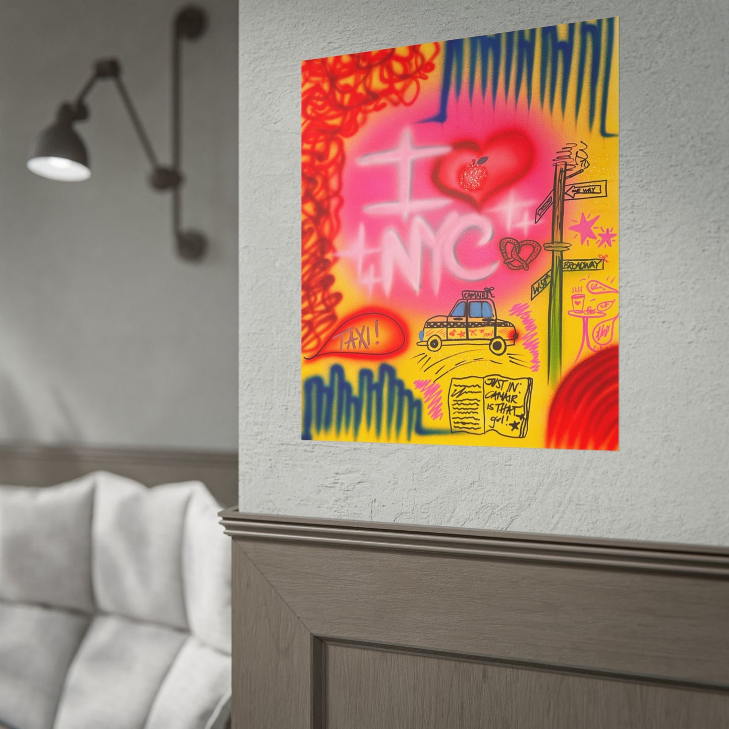 "in the city" airbrush rolled print