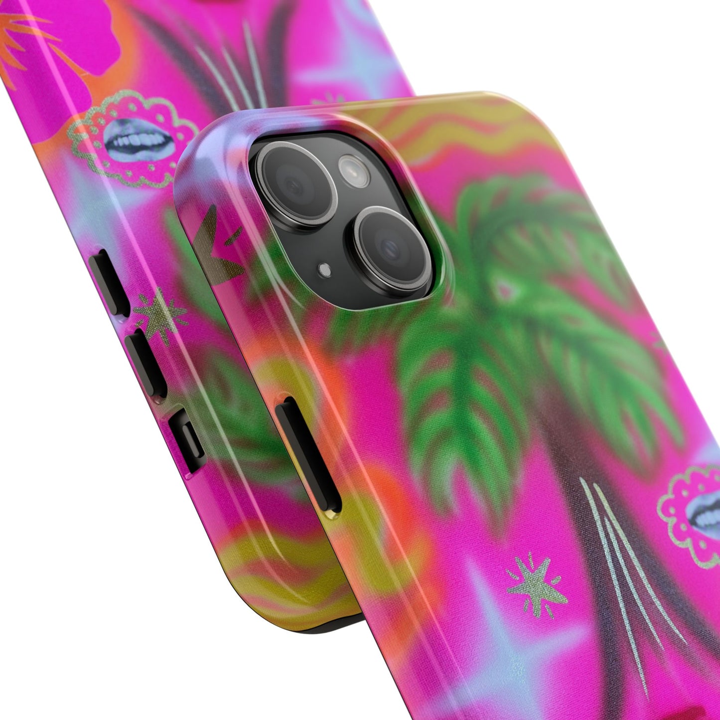 "neon pink palms" airbrush iPhone case
