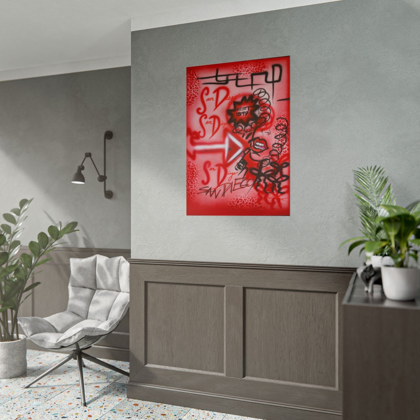 "san diego" airbrush rolled print