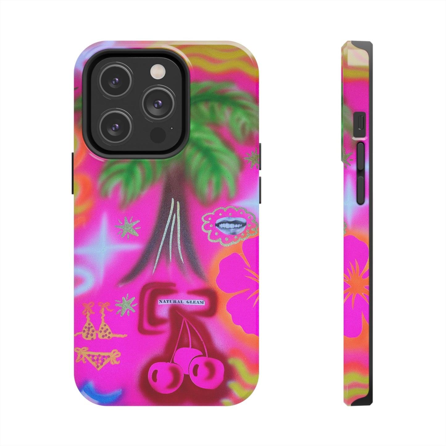 "neon pink palms" airbrush iPhone case
