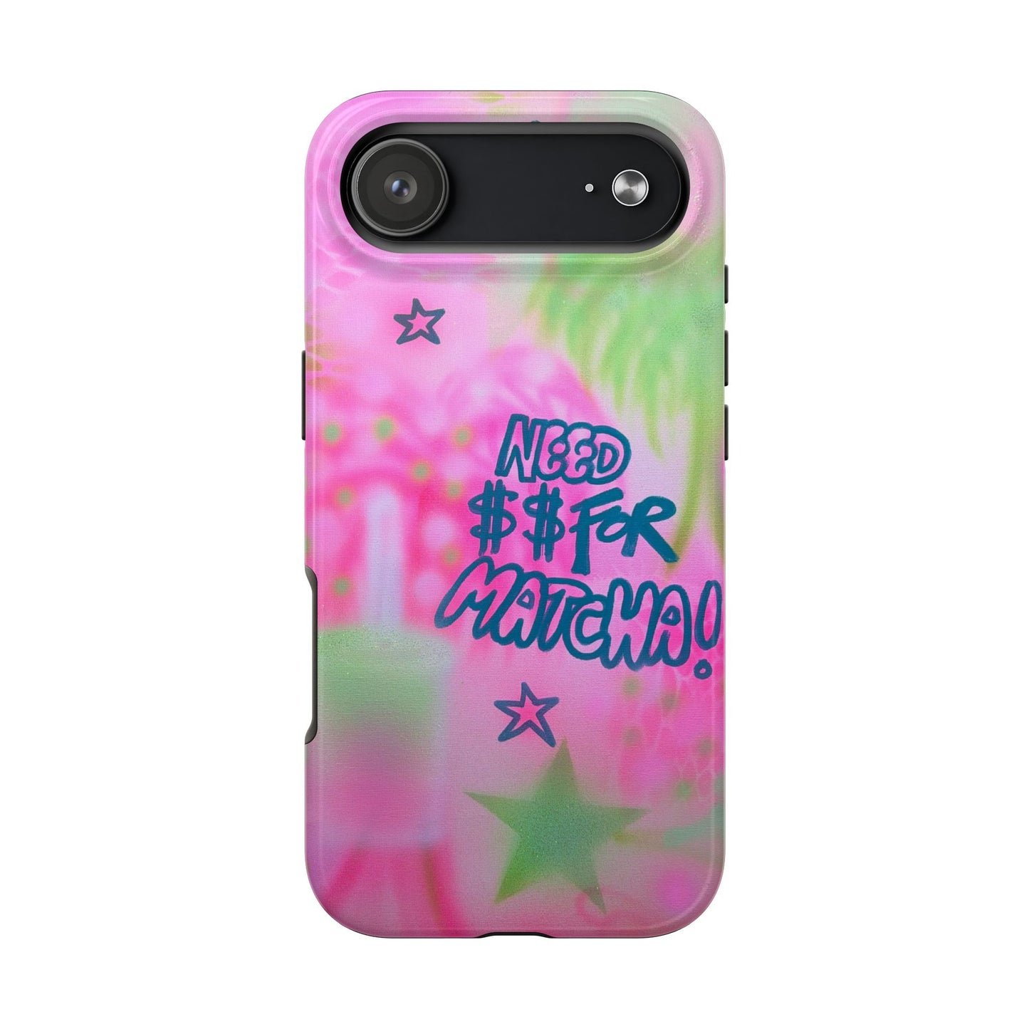 "need $$ for matcha" airbrush iPhone case