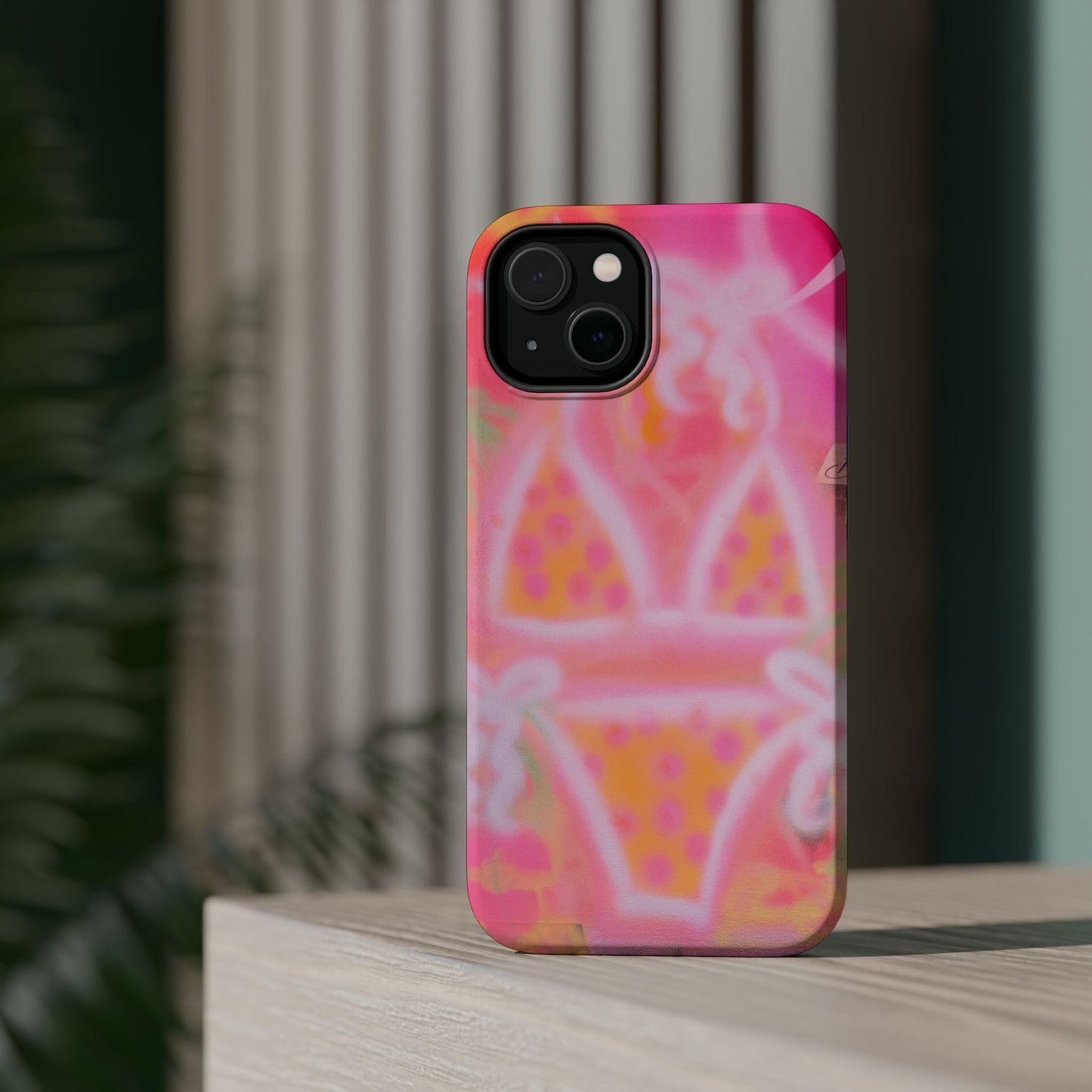 MagSafe "yellow polka dot bikini" airbrush iPhone case