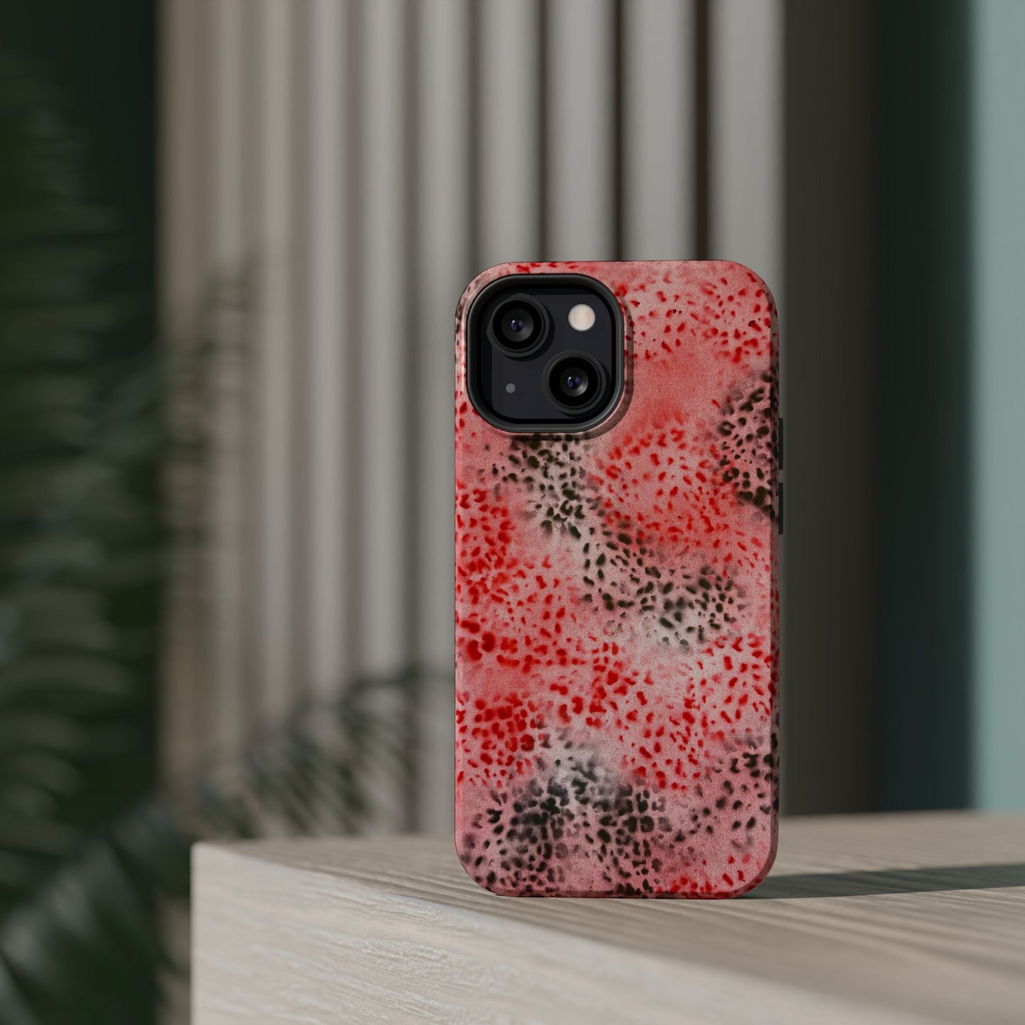 MagSafe "red cheetah" airbrush iPhone case