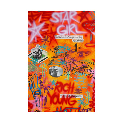 "young, rich, hot" airbrush rolled print