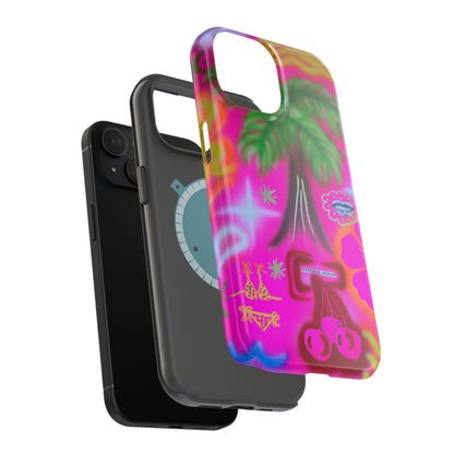 MagSafe "neon pink palms" Airbrush iPhone-Hülle