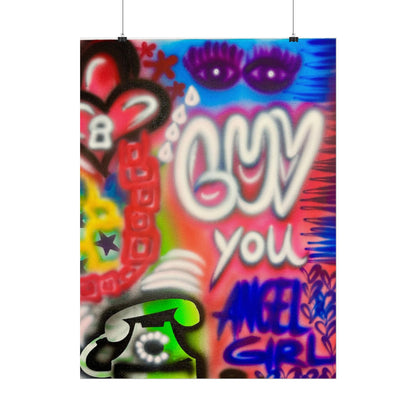 "luv u angel girl" airbrush rolled print