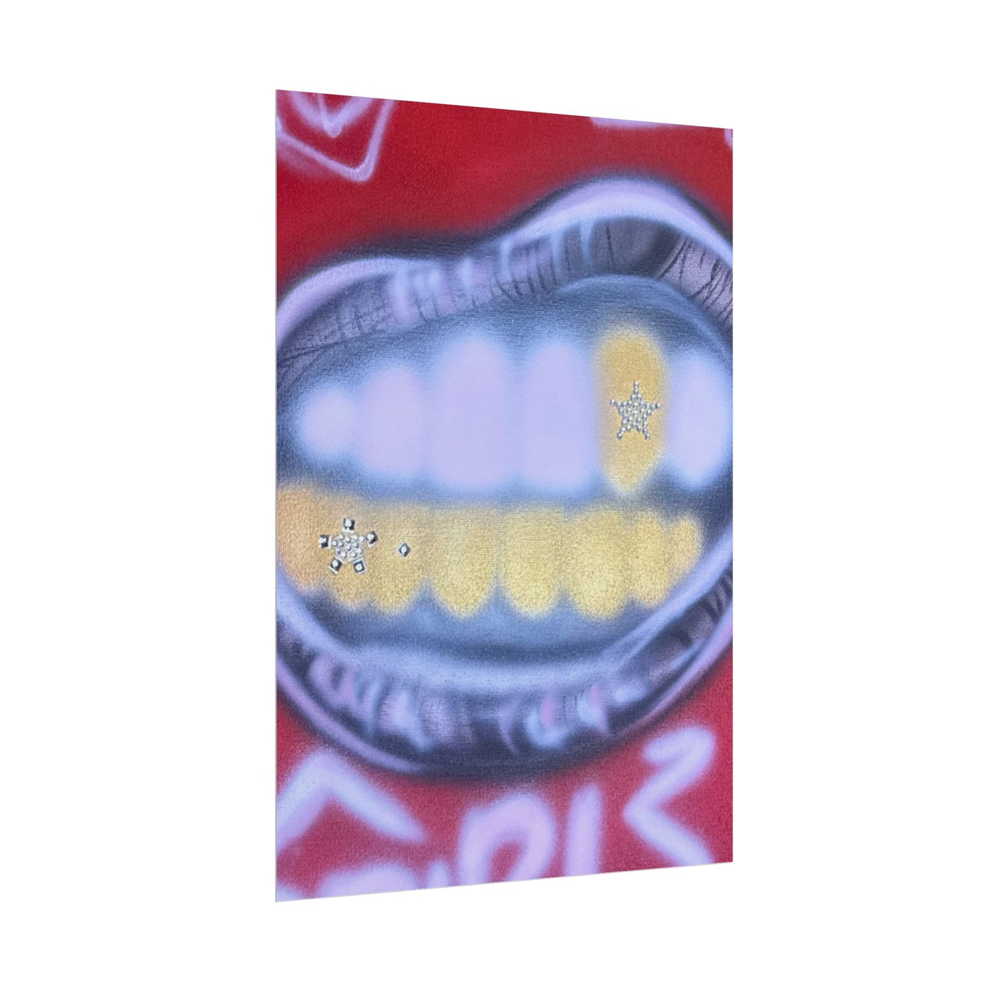 "bite me bling" airbrush rolled print
