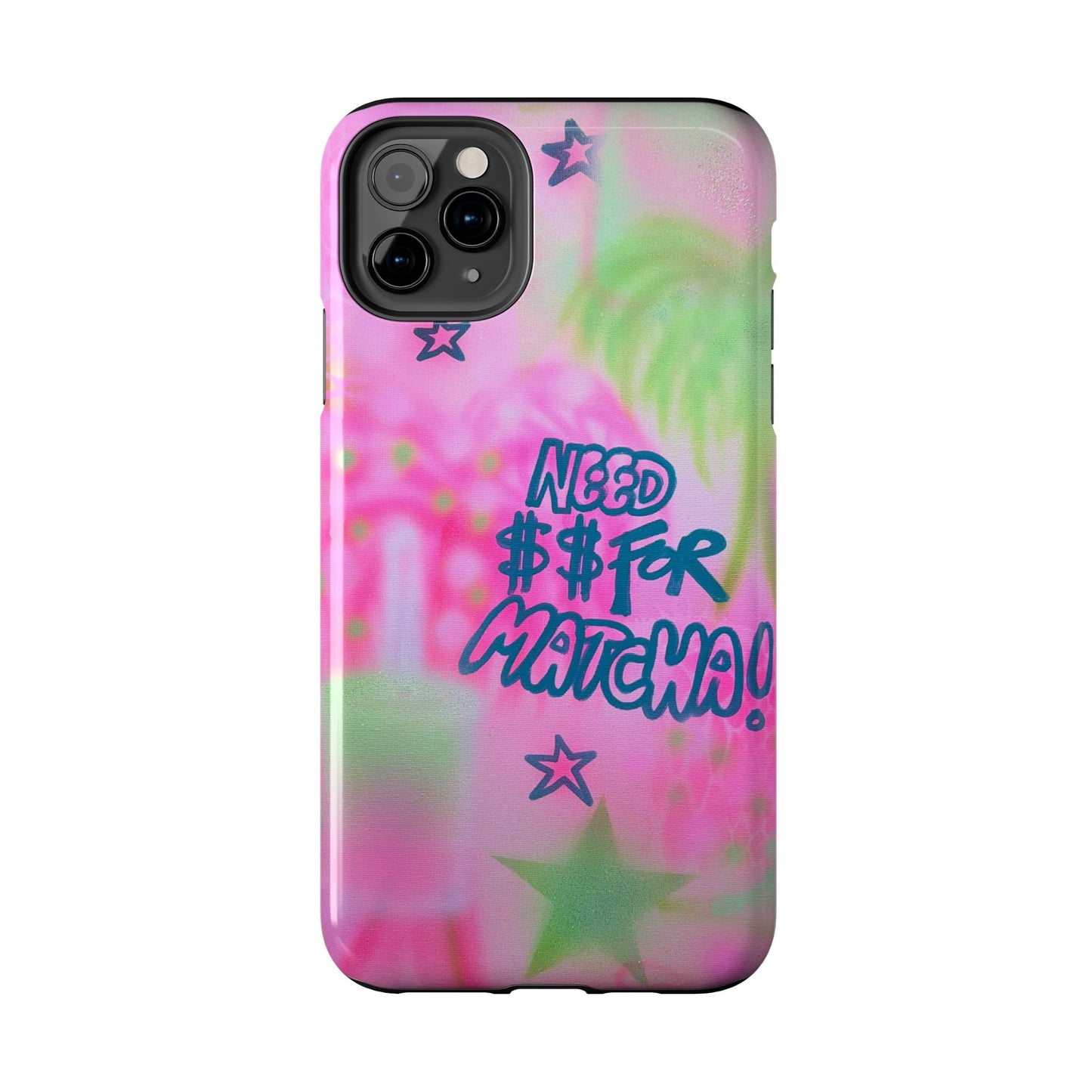 "need $$ for matcha" airbrush iPhone case