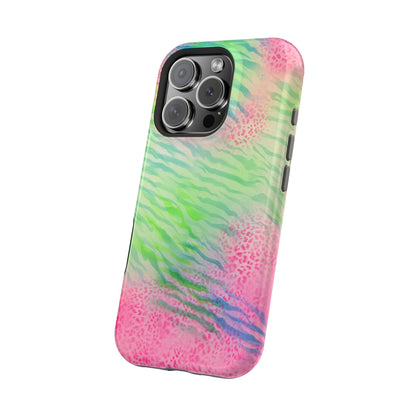 MagSafe "teal cheetah" airbrush iPhone case