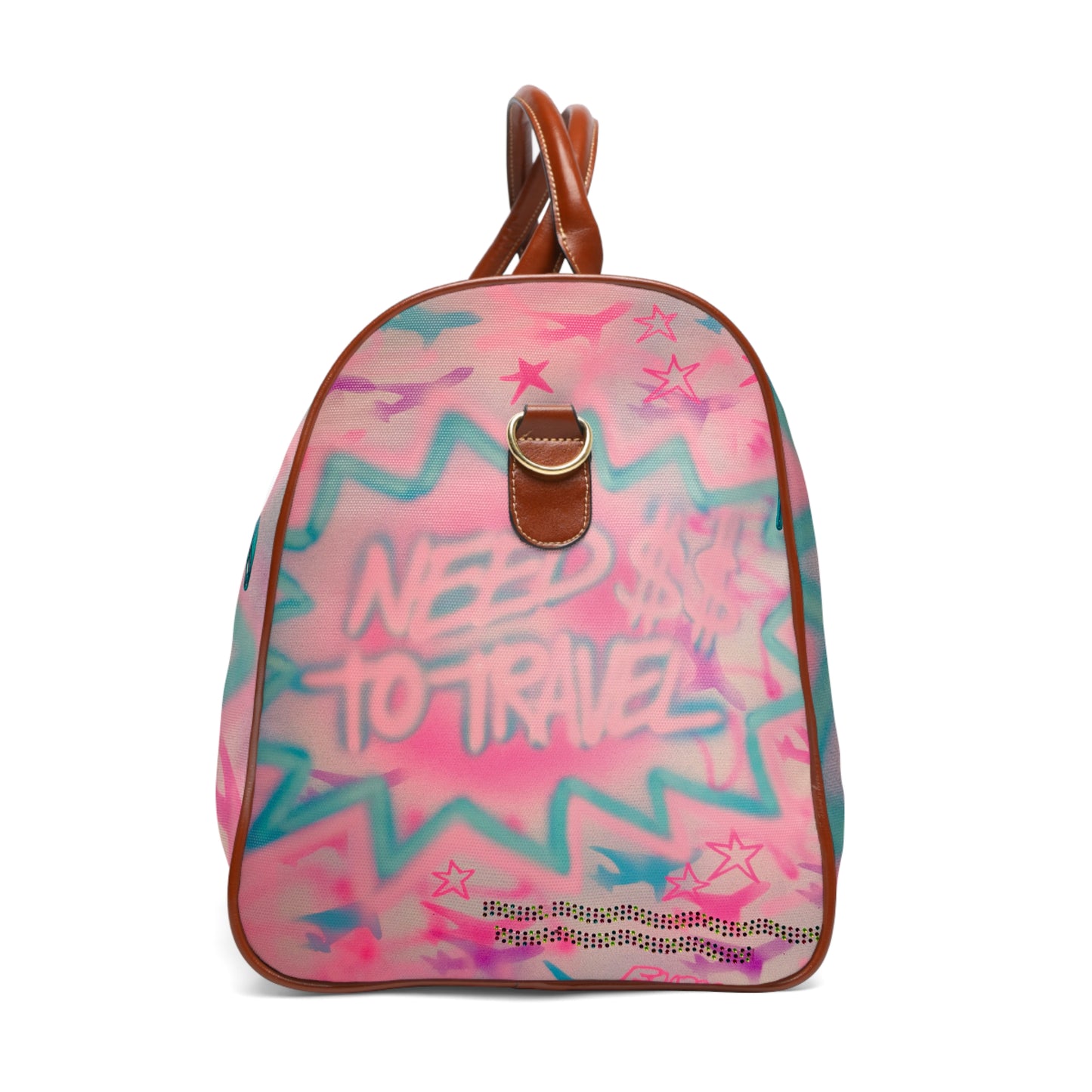 "need $$ to travel" airbrush waterproof travel bag