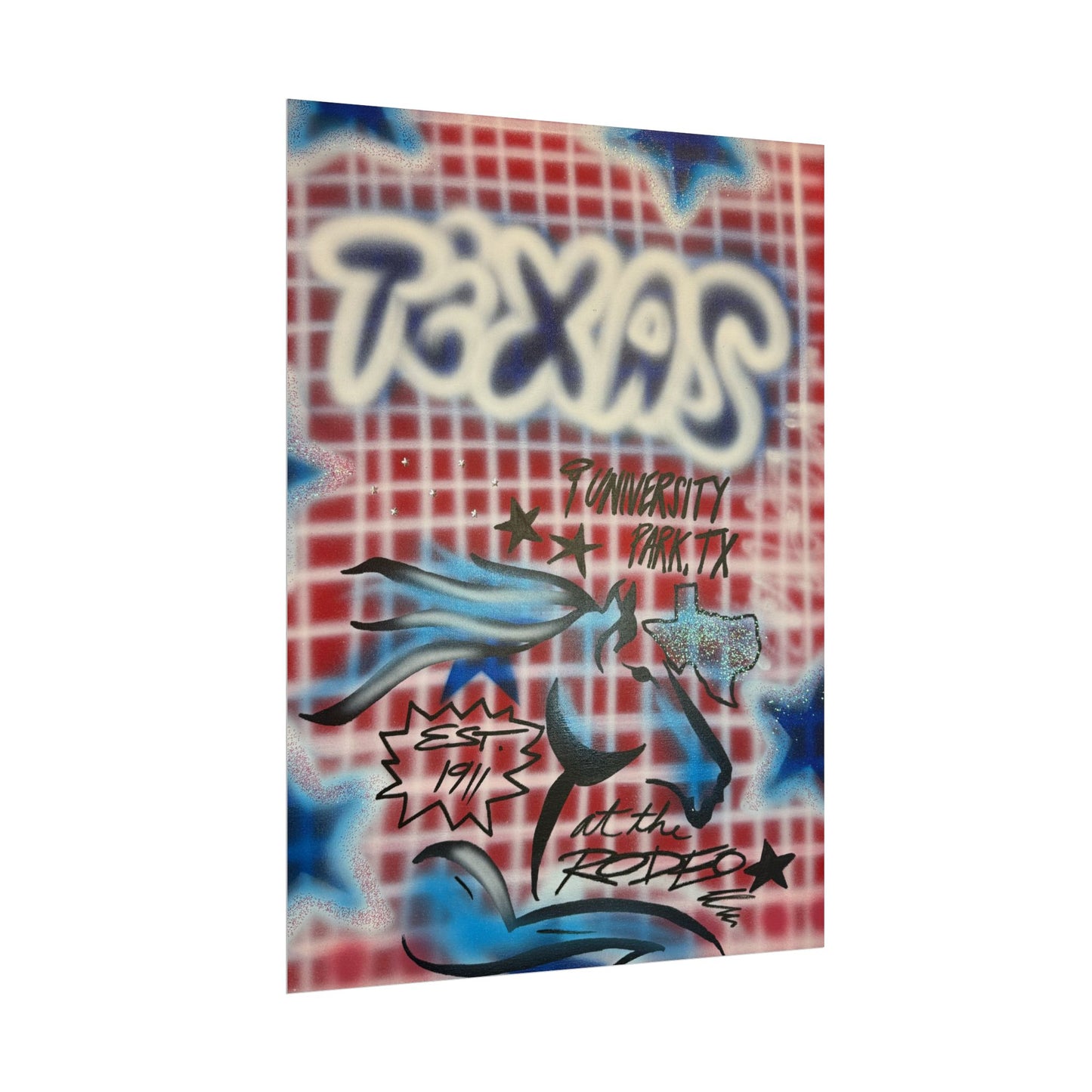 "texas" airbrush rolled print