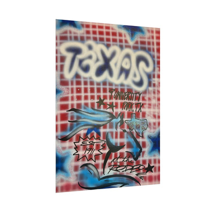 "texas" airbrush rolled print