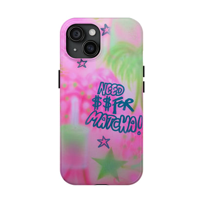 "need $$ for matcha" airbrush iPhone case