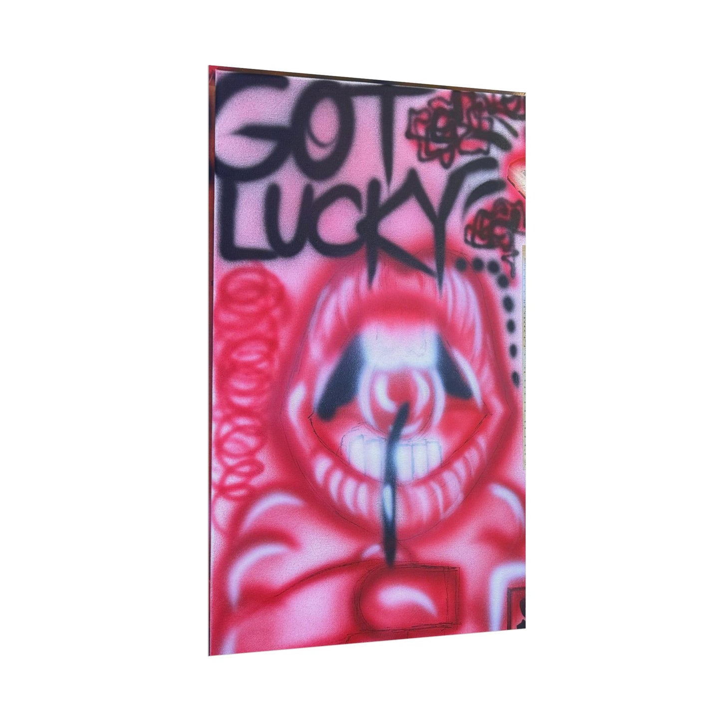 "be happy go lucky" airbrush rolled print
