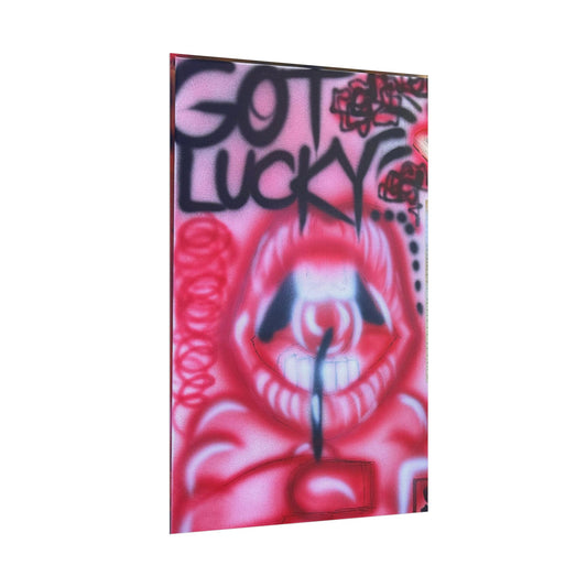 "be happy go lucky" airbrush rolled print