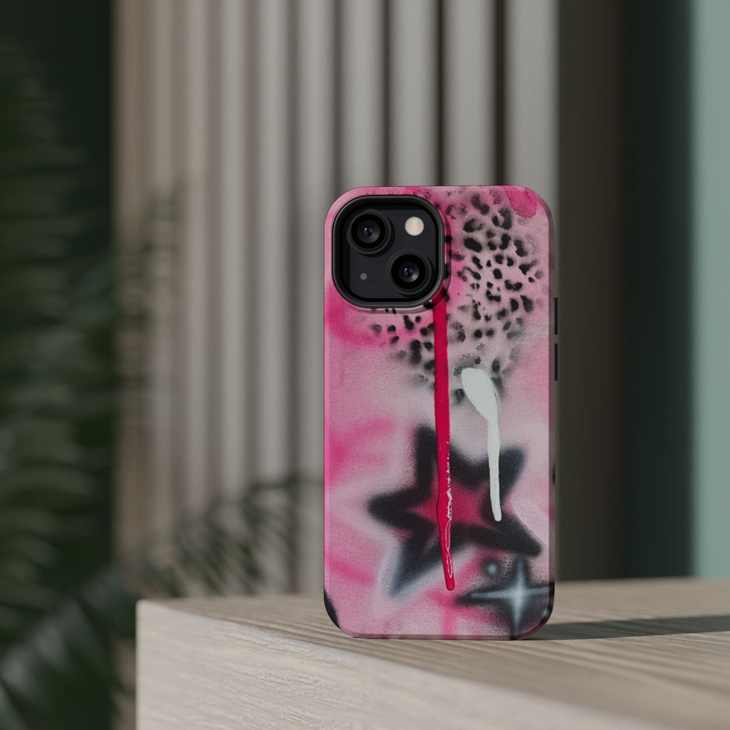 MagSafe "pink cheetah" airbrush iPhone case