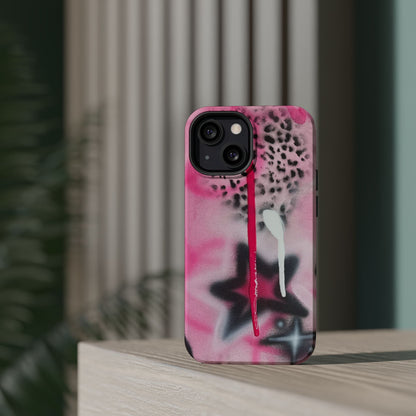 MagSafe "pink cheetah" airbrush iPhone case