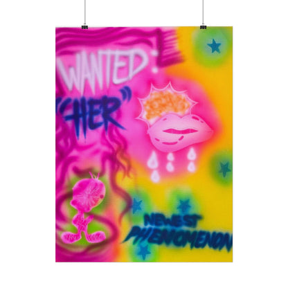 "wanted" airbrush rolled print