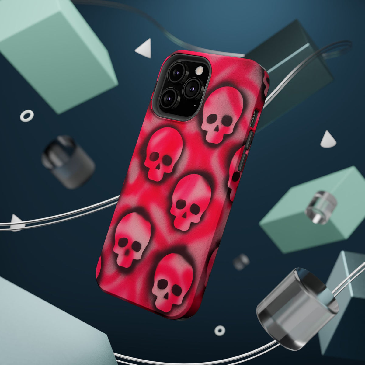 MagSafe "pink skully" airbrush iPhone case