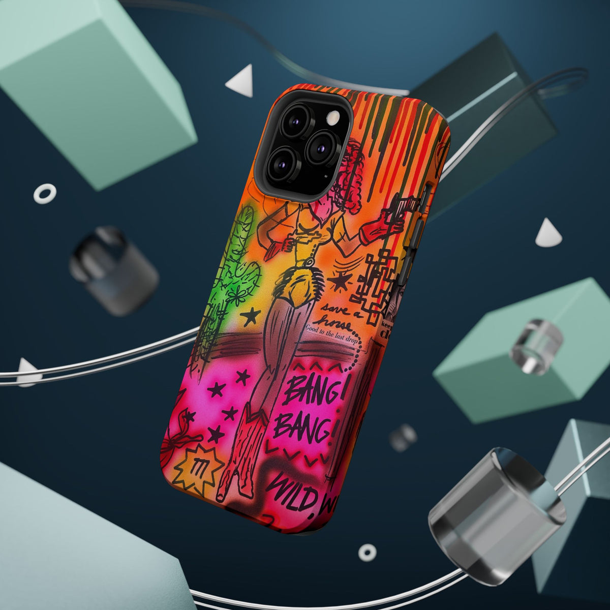 MagSafe "wild, wild west" airbrush iPhone case