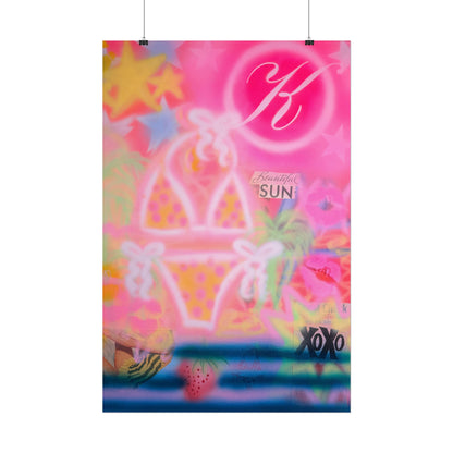 "santa monica strawberry" airbrush rolled print