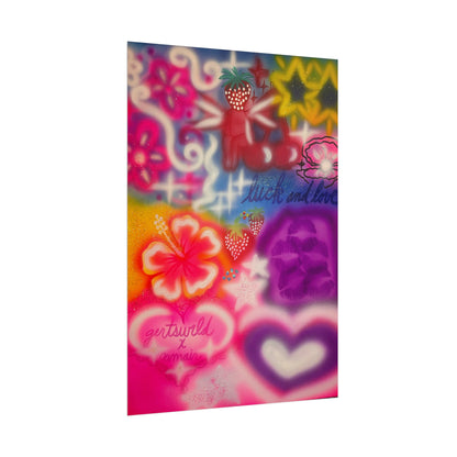 "luck & luv" airbrush rolled print