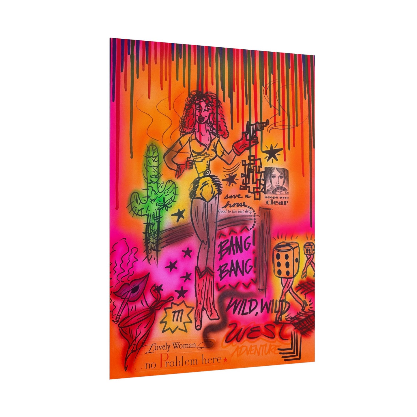 "wild, wild west" airbrush rolled print