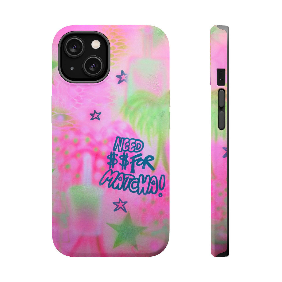 MagSafe "need $$ for matcha" airbrush iPhone case