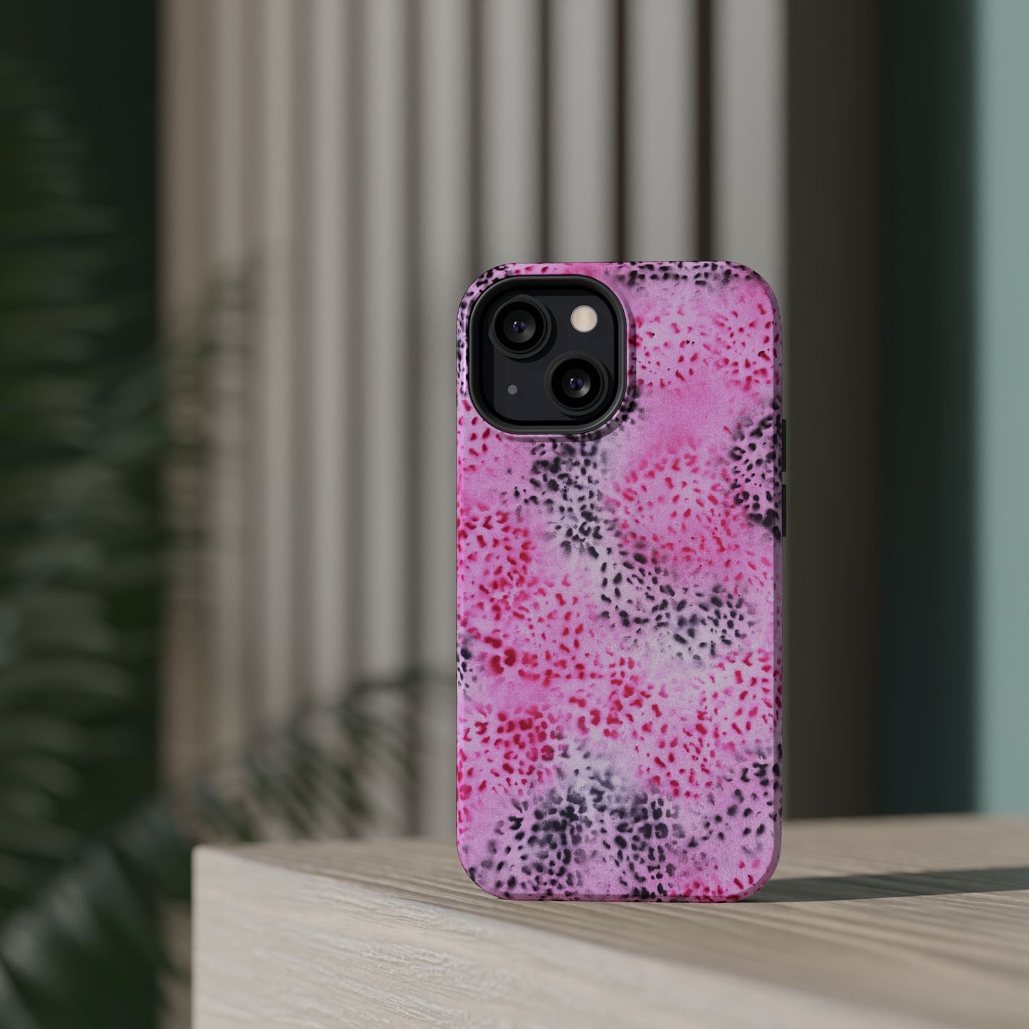 MagSafe "pink cheetah" airbrush iPhone case