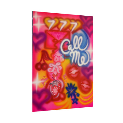 "call me!" airbrush rolled print