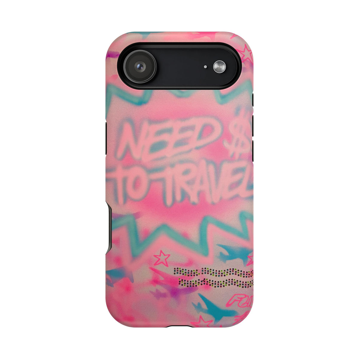MagSafe "need $$ to travel" airbrush iPhone case