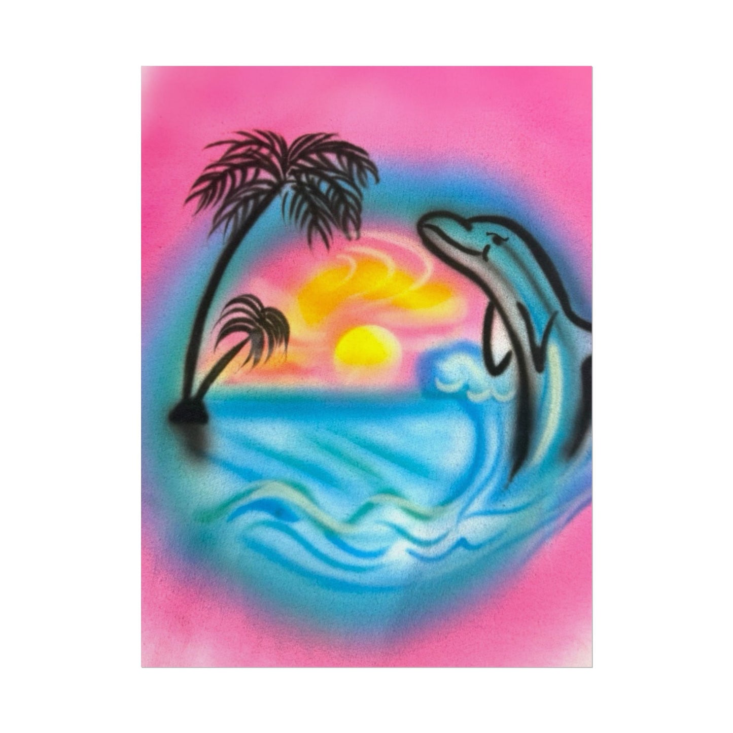"dolphin love" airbrush rolled print