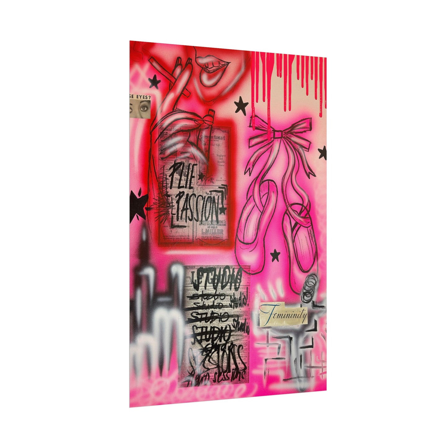 "plié passion" airbrush rolled print