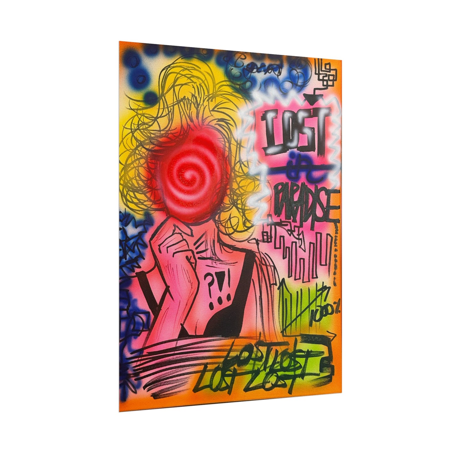 "lost in paradise" airbrush rolled print
