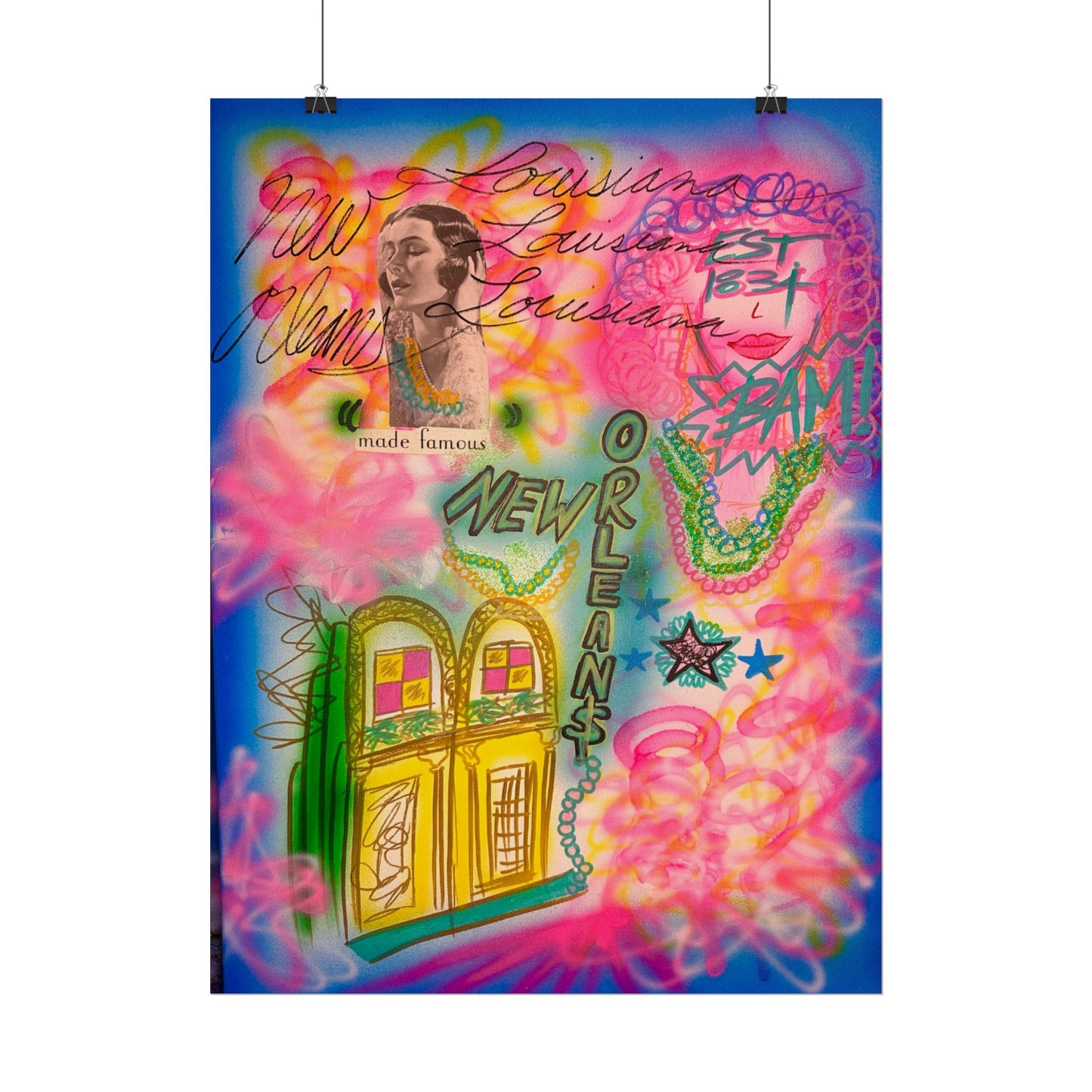 "new orleans, la" airbrush rolled print