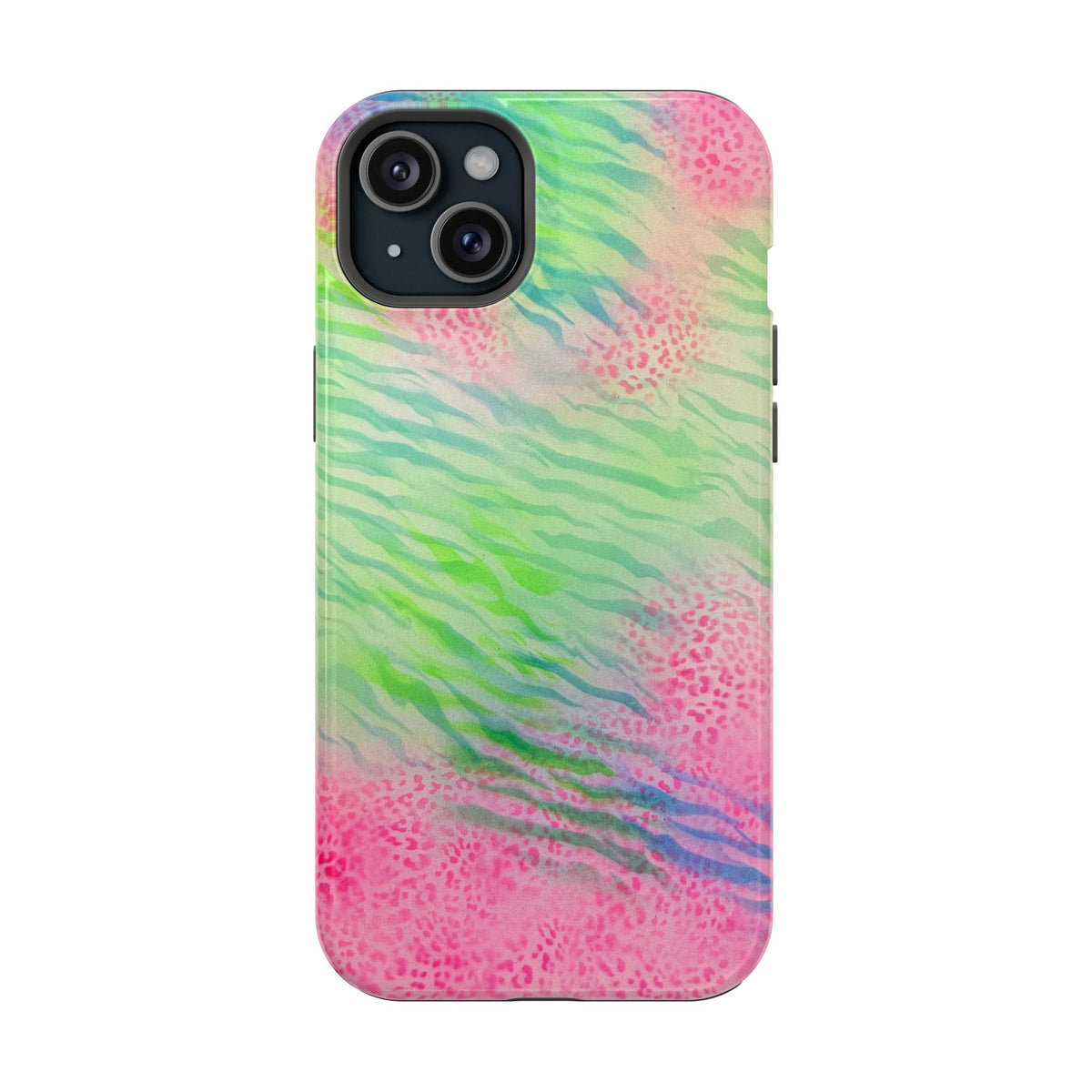 MagSafe "teal cheetah" airbrush iPhone case