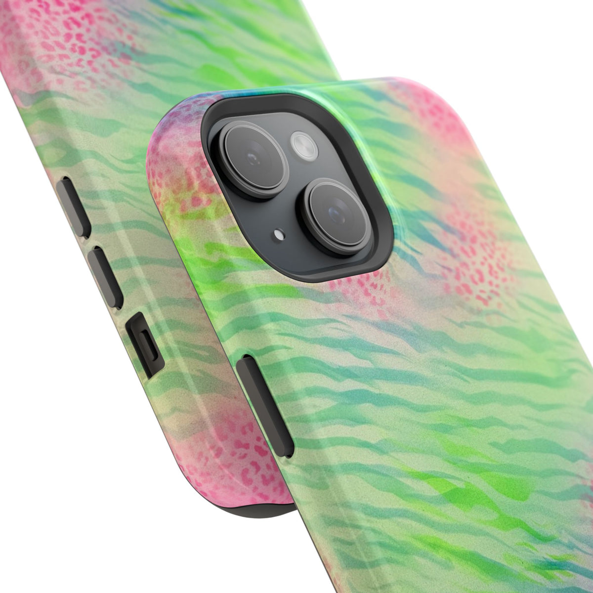 MagSafe "teal cheetah" airbrush iPhone case