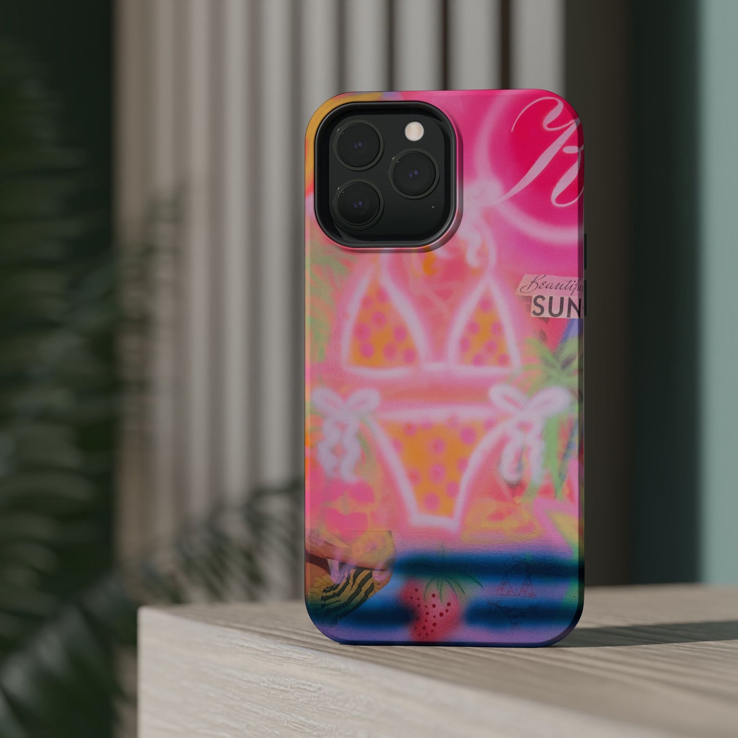 MagSafe "santa monica strawberry" airbrush iPhone case