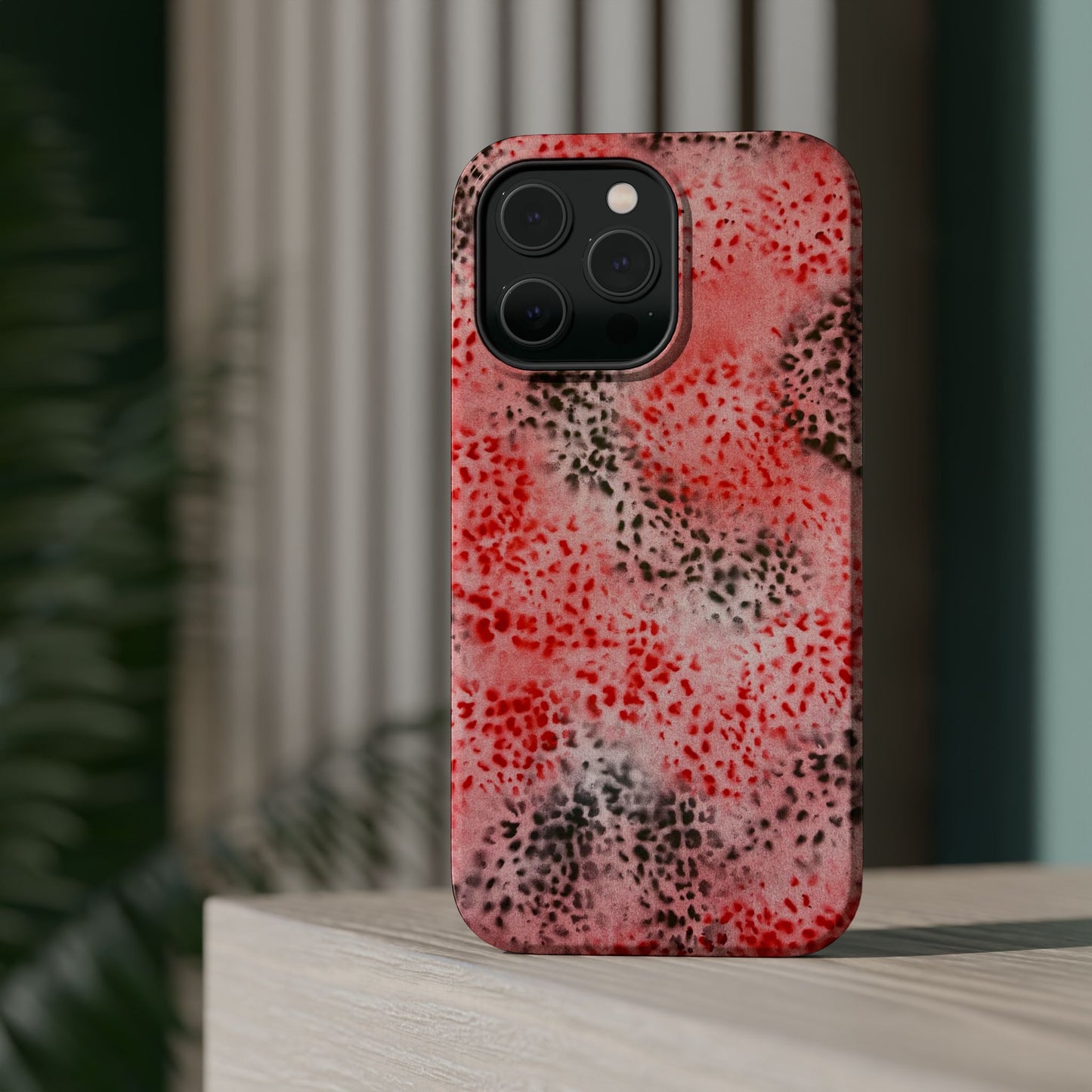 MagSafe "red cheetah" airbrush iPhone case