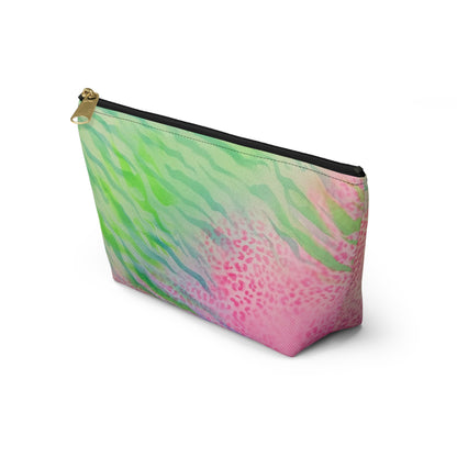 "teal cheetah" airbrush makeup pouch