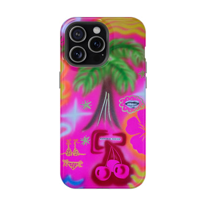 MagSafe "neon pink palms" Airbrush iPhone-Hülle