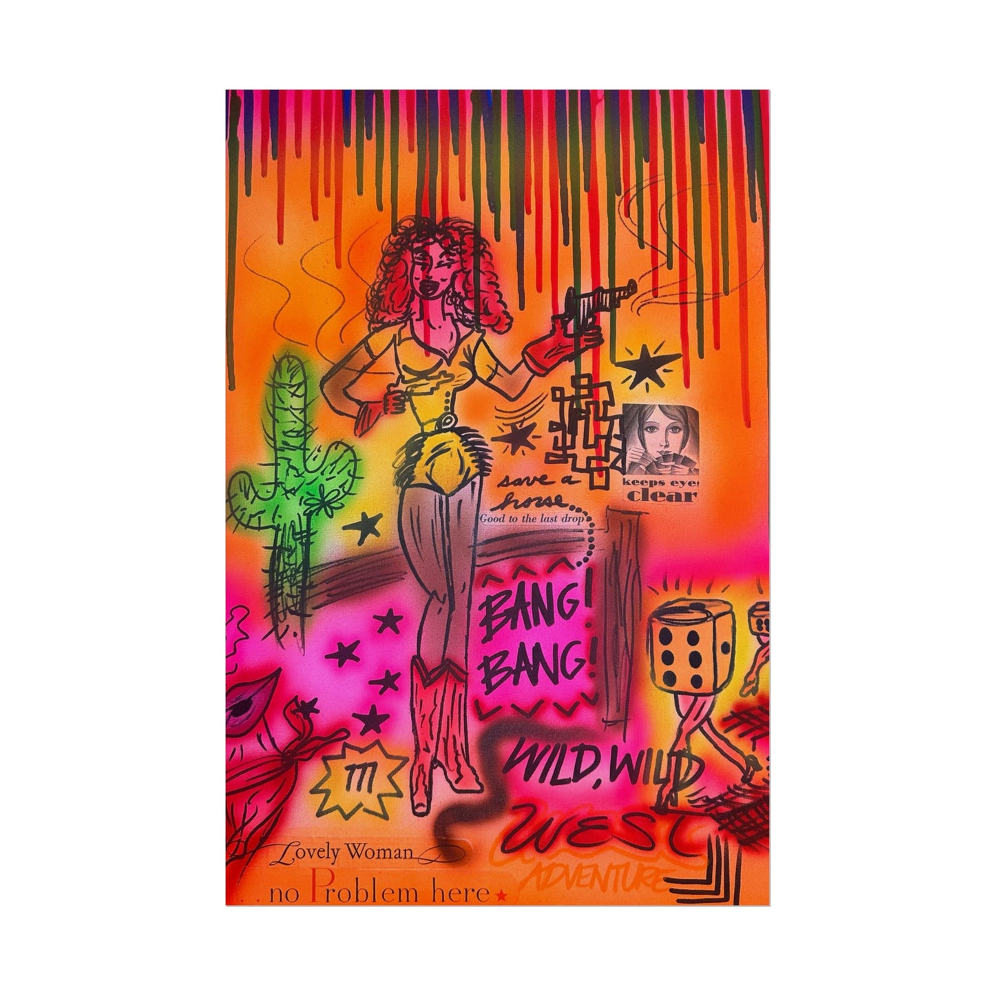"wild, wild west" airbrush rolled print
