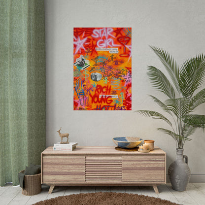 "young, rich, hot" airbrush rolled print