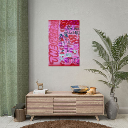 "tickled pink" airbrush rolled print
